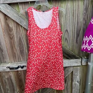 👗Luxveer Red Floral Sleeveless Dress